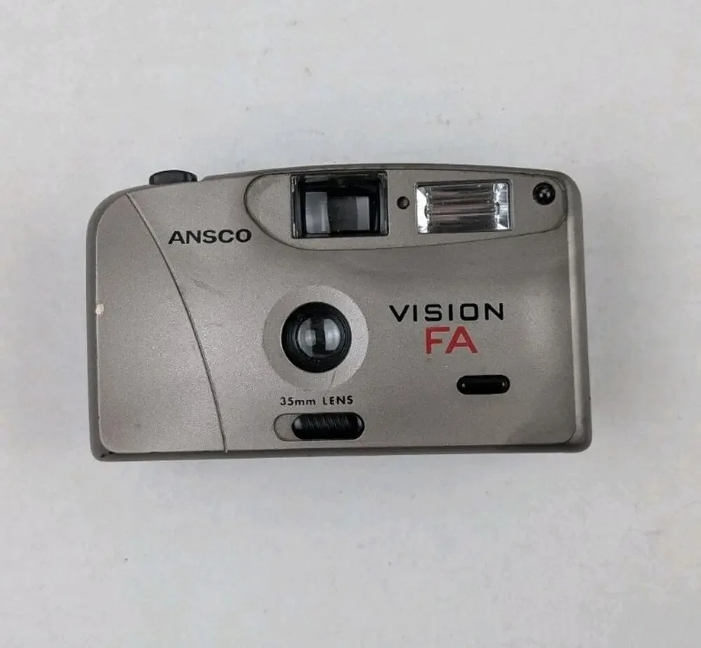 Ansco Vision FA 35mm Film Camera Point Shoot Built In Flash Untested Silver